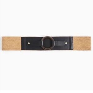 Torrid black & tan woven straw belt NWT